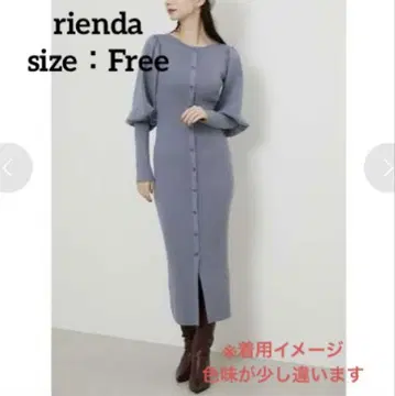 [ rienda ] 2way 숄더 볼륨 니트 원피스