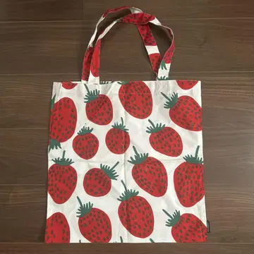 marimekko 딸기 무늬 코튼 토트백