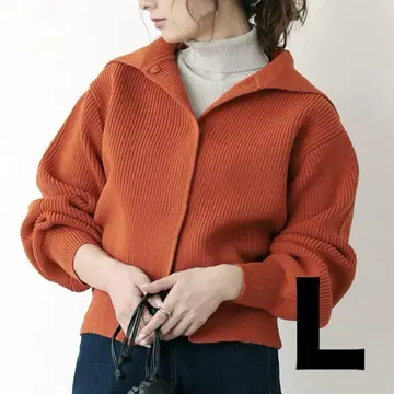 리디 카라 부착 스펀지 니트 가디건 여성용 세일러 카라 L