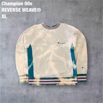 Champion 00s 리버스 위브 파랑 택 XL 블리치 가공 맨투맨