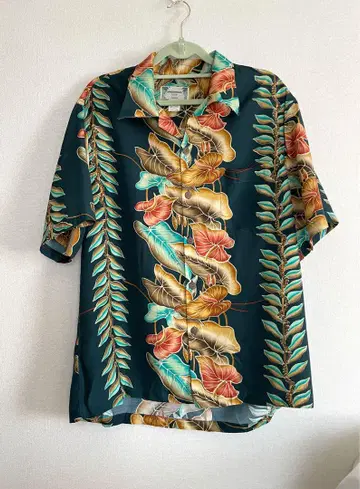 KAMEHAMEHA 알로하 셔츠 L 사이즈 다크 그린