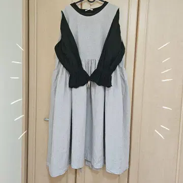 핸드메이드 린넨 백리본 태블릿 작가님 에이프런 원피스