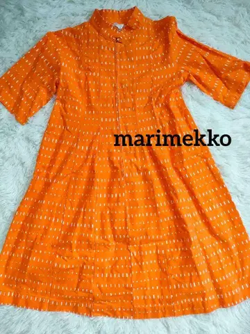 vintage marimekko 마리메꼬 오렌지 롱 원피스