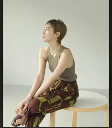 지오메트릭 린넨 트라우저스