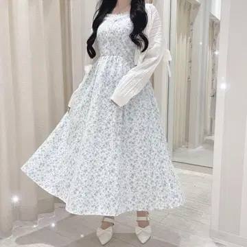 evelyn 꽃무늬 레이스 OP 블루