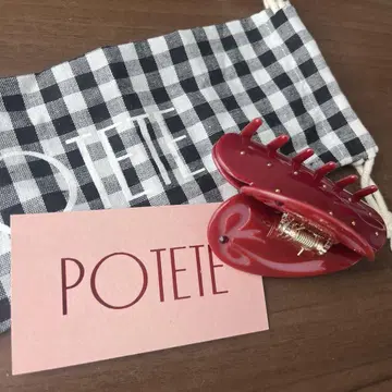POTETE 리본 하트 클립 레드 미사용 새상품