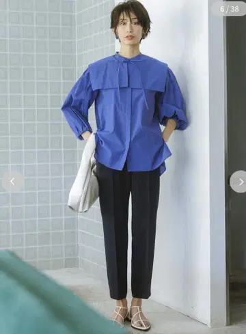 미라 오웬 뒷밴딩 센터 프레스 테이퍼드 팬츠 다크 네이비