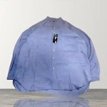 USA 구제 의류 실크 셔츠 L 밴드 카라 데드스탁 남성용 긴팔