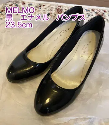 [ MELMO 블랙 에나멜 신발 펌프스 23.5cm ]