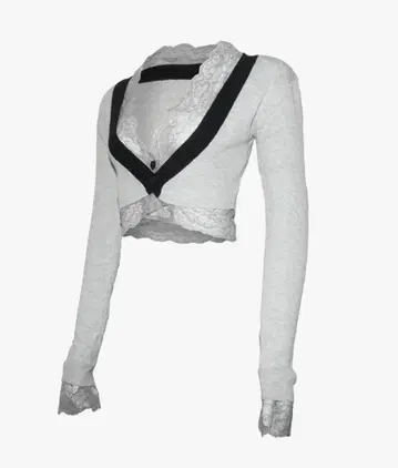 S framed lace tops theredthread 가디건