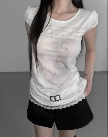 y2k 시즈니룩 THEAIRTOWN 마리아 레이스 상의 화이트