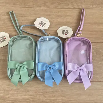 쓰리코인즈 리본 포함 더블 아크릴 스탠드 파우치 3색 세트