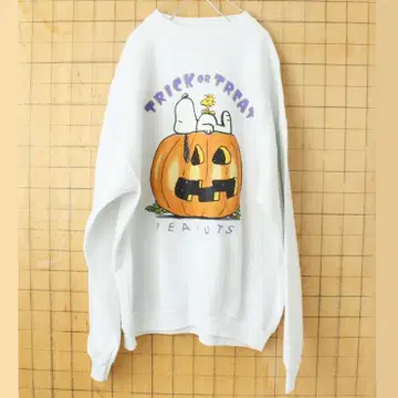 80s90s PEANUTS 스누피 프린트 맨투맨 화이트 XL ss95