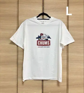 CHUMS 오리온 맥주 T셔츠 L 화이트 남성용 화이트