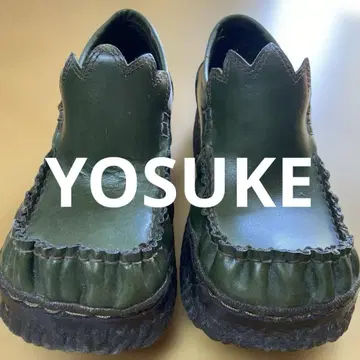 YOSUKE 요스케 통굽 다크 그린 가죽 신발 23cm