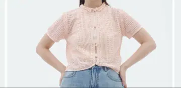 MYNE 2WAY CROCHET KNIT 나구모 후우카 핑크 가디건