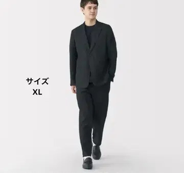 [무인양품] 신사 린넨 워싱 테이퍼드 팬츠 블랙 XL