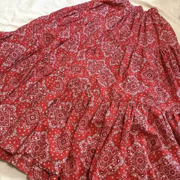 70s vintage 반다나 패턴 롱 스커트