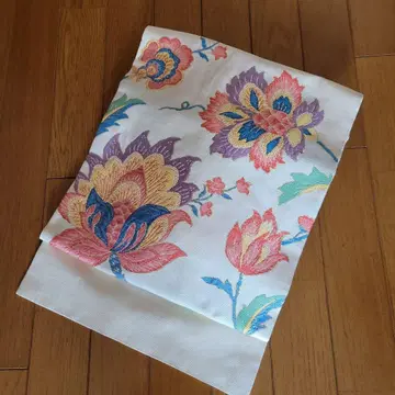 꽃무늬 자수 순수 실크 나고야 오비