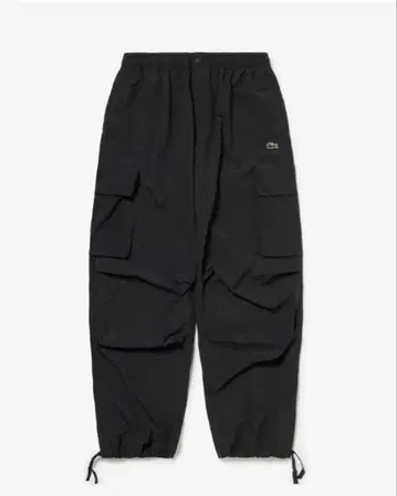 입체 재단 나일론 와이드 카고 팬츠 LACOSTE 블랙