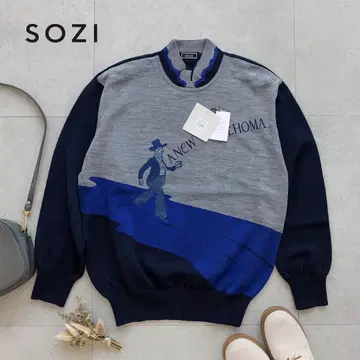 K9 SOZI 울 100% 니트 스웨터 남성용 사이즈 46 그래픽