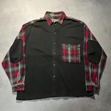 90s 빈티지 옴브레 체크 절개 셔츠 그런지 펑크 y2k