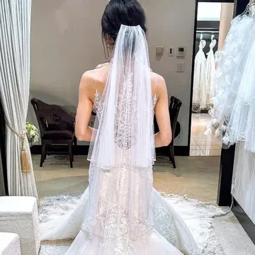 KURAUDIA 웨딩 베일 SHP1113 화이트 비즈 장식 결혼식