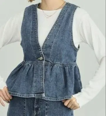 SOMETHING 페플럼 데님 뷔스티에