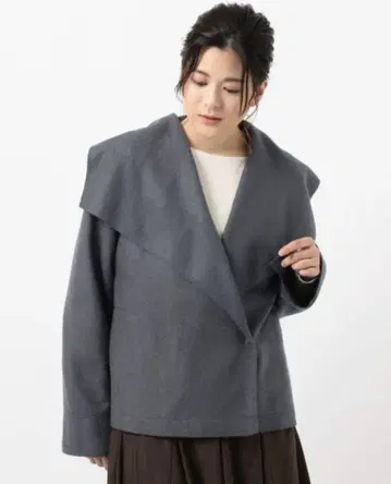 쿠미쿄쿠 울 미들 저지 아우터 자켓