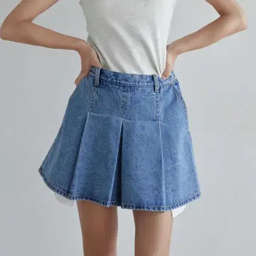 데님 플레어 스커트 데님 플리츠 스커트 searoomlynn