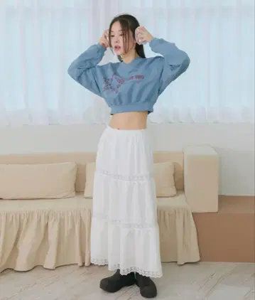 MARGARIN FINGERS LACE LONG SKIRT WHITE