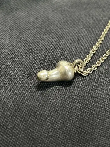 시계 태엽 오렌지 오브제 모티브 실버 목걸이