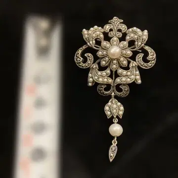 시드 펄 브로치 실버 925 록잔