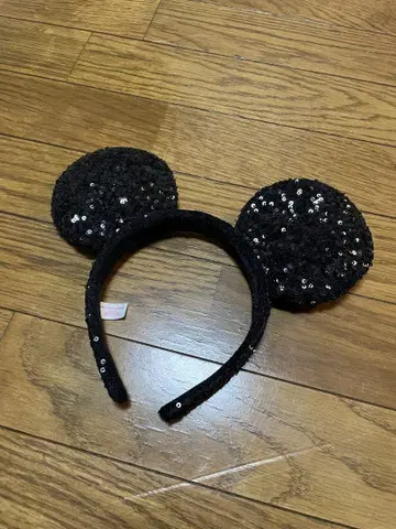 미키 귀 머리띠 블랙 스팽글