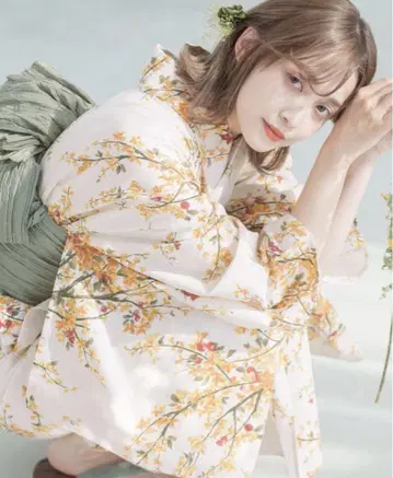 Dita 유카타, 오비, 일본 나막신 3종 세트 클래식 오렌지