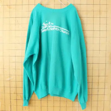 80s 90s USA제 Hanes 맨투맨 에메랄드 그린 XL ss96