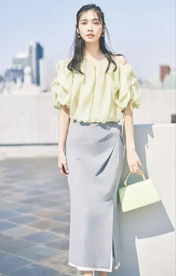 [ Mystrada ] 레이어드 드레이프 스커트_34 그레이
