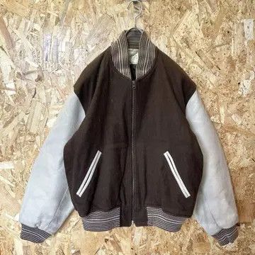 90s vintage 천연 가죽 가죽 절개 바시티 자켓 가죽 자켓