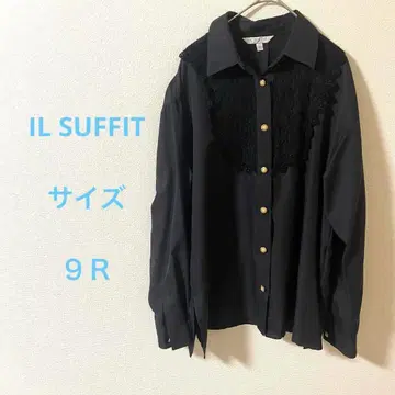 IL SUFFIT 레이스 포함 블랙 긴팔 셔츠