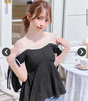 미셸 마카롱 리본 슬리브 상의