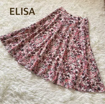 ELISA 엘리자 꽃무늬 롱 스커트 올 패턴 플레어 일본제 3 사이즈