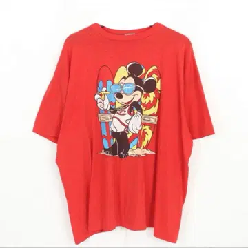 80s disney mickey T셔츠 빨간색 USA XL