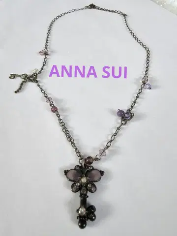 ANNA SUI 반짝이는 열쇠 모양 비즈 목걸이