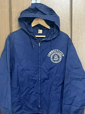 CHAMPION 대문자 런택 60's 후드 블루종 코네티컷 대학 M