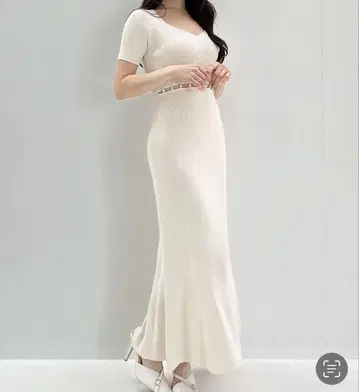허리 펄 머메이드 니트 원피스