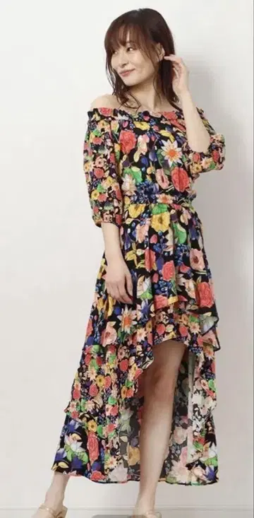 데시구알 Desigual 원피스 레이어드 플레어 올 패턴 꽃 아지메
