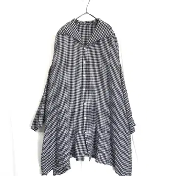 nest Robe : 25ss 린넨 깅엄 윙카라 빅 셔츠