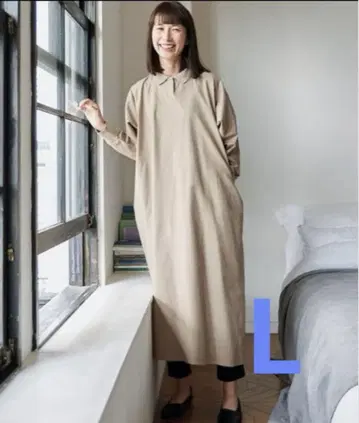 [ 펠리시모 ] 베이지 셔츠 원피스 A라인 긴팔