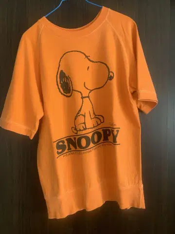스누피 SNOOPY 반팔 맨투맨 오렌지 M 사이즈
