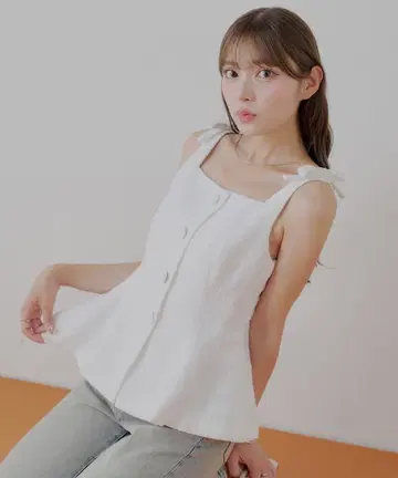 Chico 프론트 버튼 트위드 페플럼 베스트